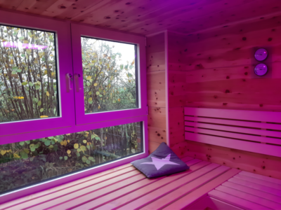 Sauna Vollumbau mit passiver Beleuchtung